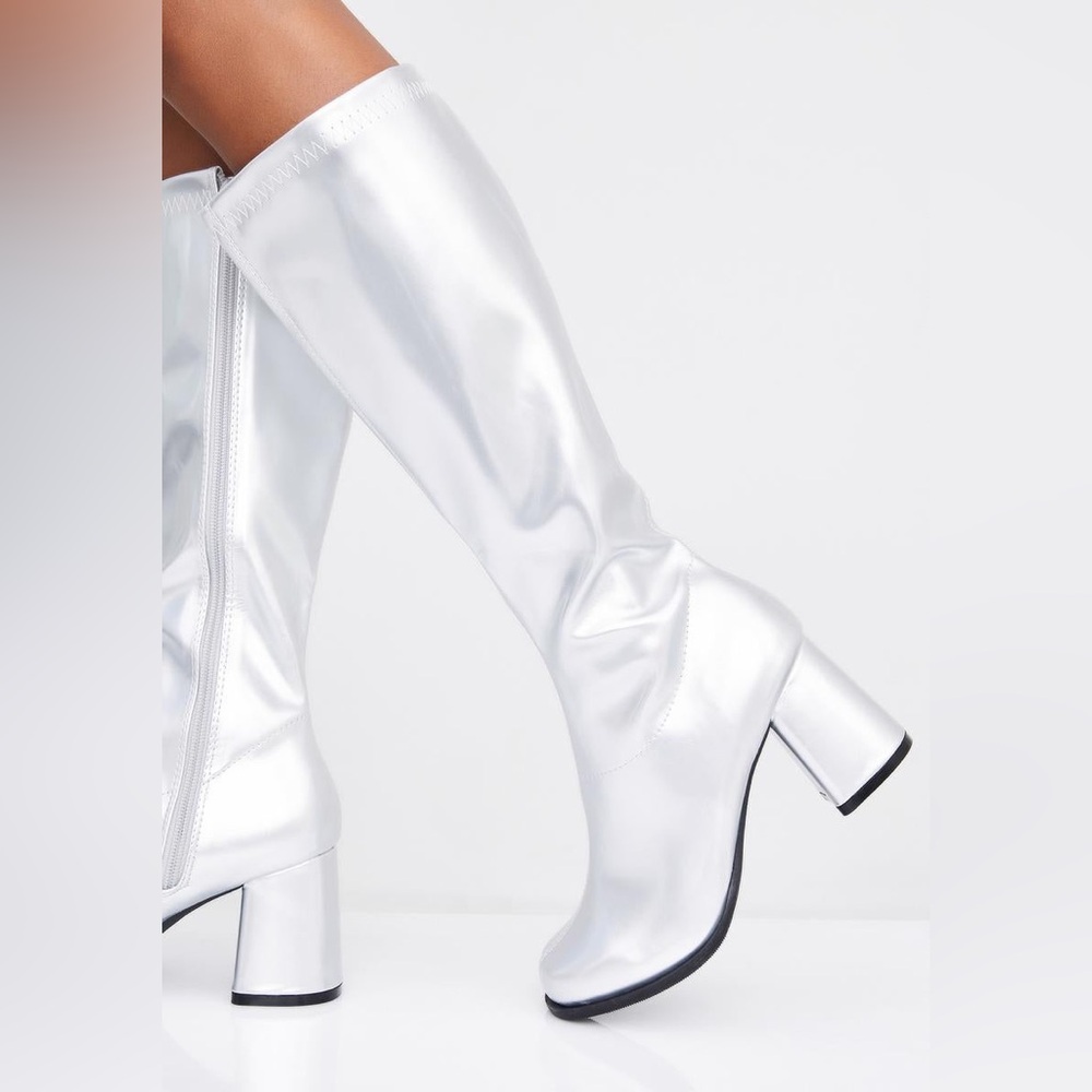 Ellie Shoes Chrome Go-Go Baby Boots (Silver/Metallic)